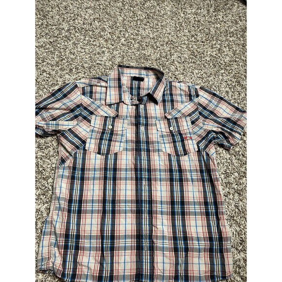 Oakley Mens Medium Regular  Fit Multicolor Plaid Short Sleeve Button Up Shirt A4 - Picture 1 of 8